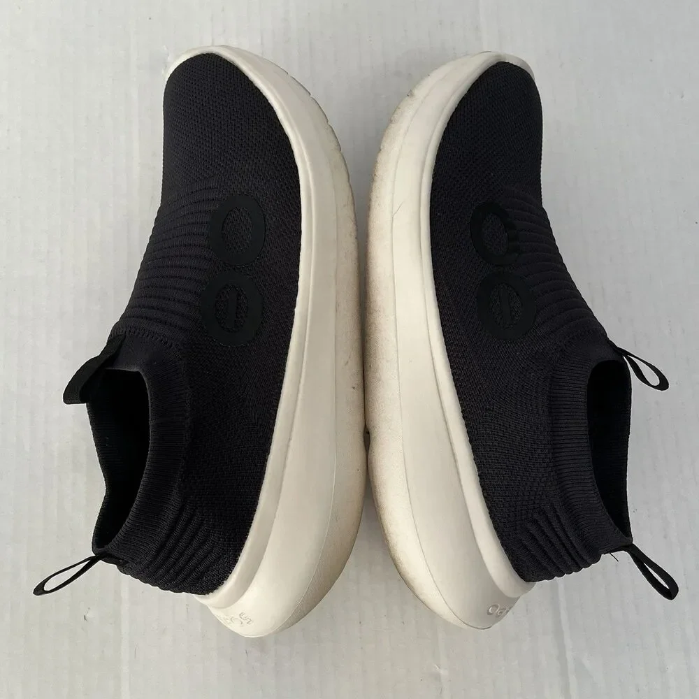 Oofos Oomy Zen Mens Sz 12 Black White Slip On Recovery Shoes Lightweight Comfort